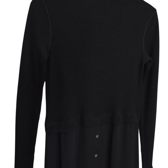 Theory Size S Mix‎ Media Long Sleeve Rib Sweater Dress Black Modest Professional - Picture 3 of 12